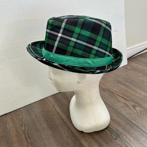 Other - Green Plaid Fedora Hat